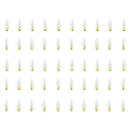 Bulbrite 40W Dimmable B10 Incandescent Light Bulbs, Clear, Medium E26 Base, 2700K, 225lu, 50PK 861087